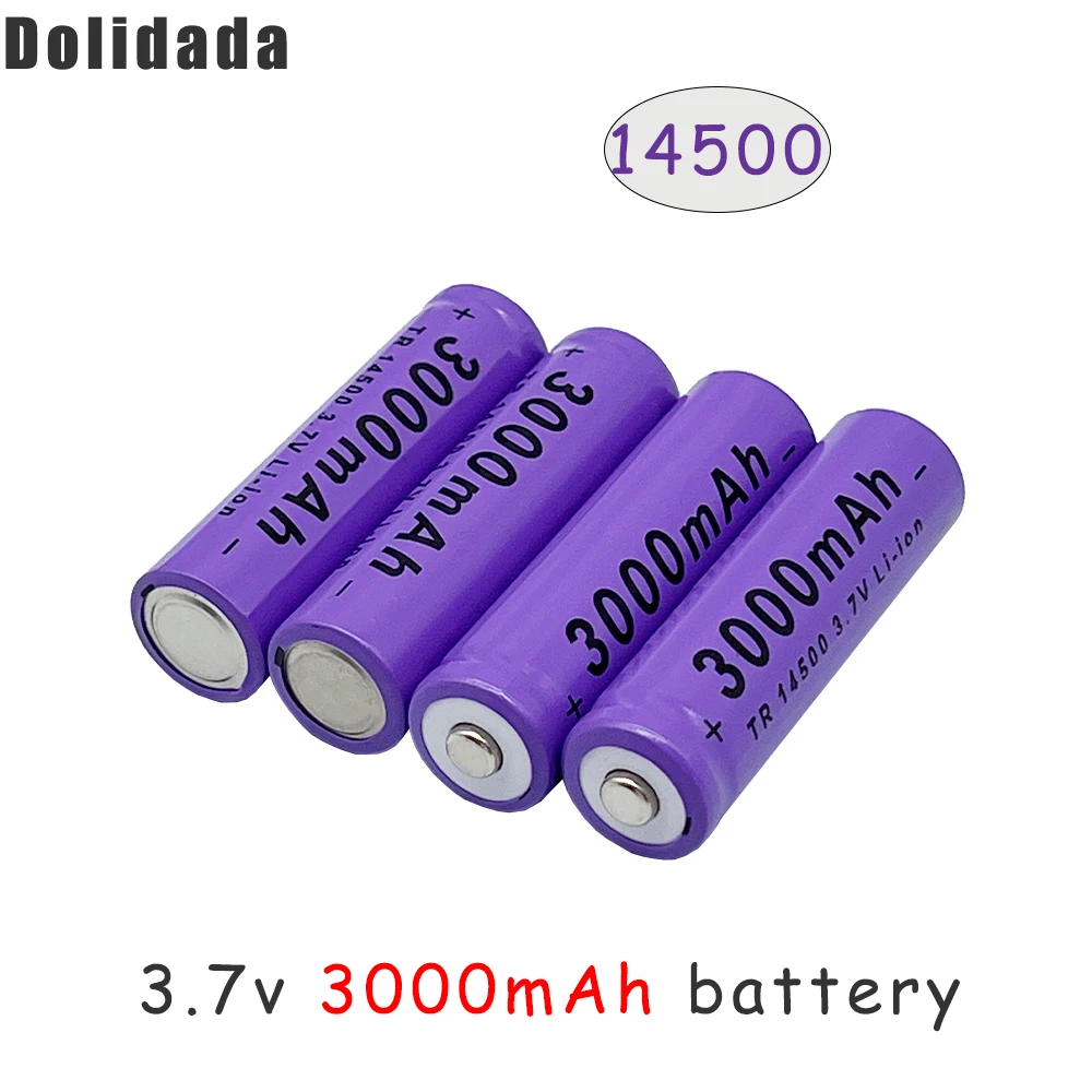 

New 14500 3.7 Volt Rechargeable Lithium Battery 3000 MAh for Flashlight Toy LED Flashlight Electric Tool Battery