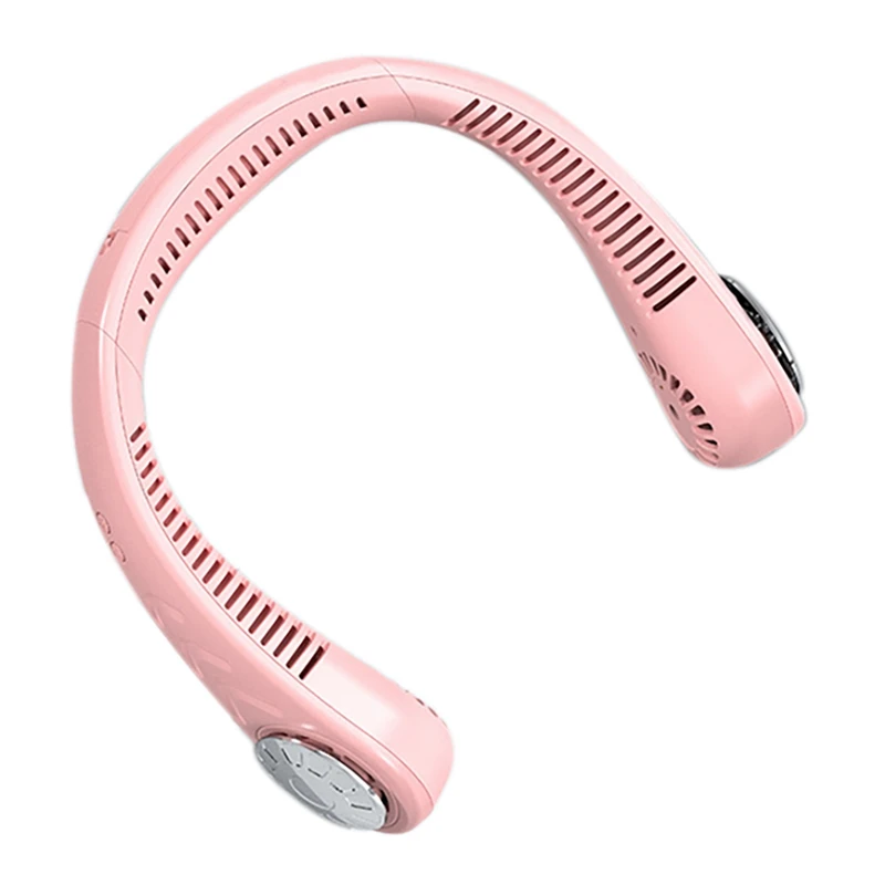 

Neck-Mounted Fan USB Rechargeable Hanging Fan 3-Speed Wind Speed Silent Leafless Fan Office Home Sports Travel(Pink)
