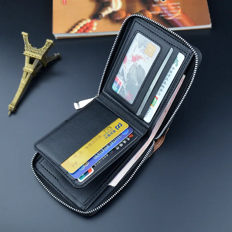 Short Men Wallets Slim Classic Coin Pocket Photo Holder Small Male Wallet High Quality Card Holder Frosted Leather Men Purses