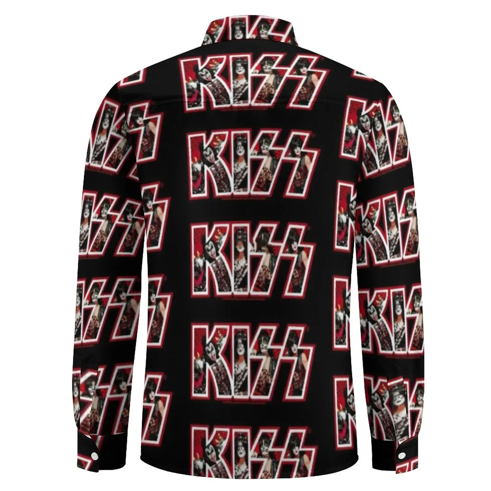 Рубашка с логотипом Kiss фото группы мужские повседневные рубашки надписью Fan Art