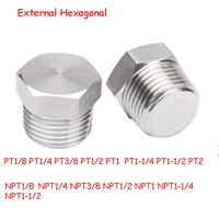 1 pc 304 stainless steel external hexagonal flange plug external screw oil plug nptpt