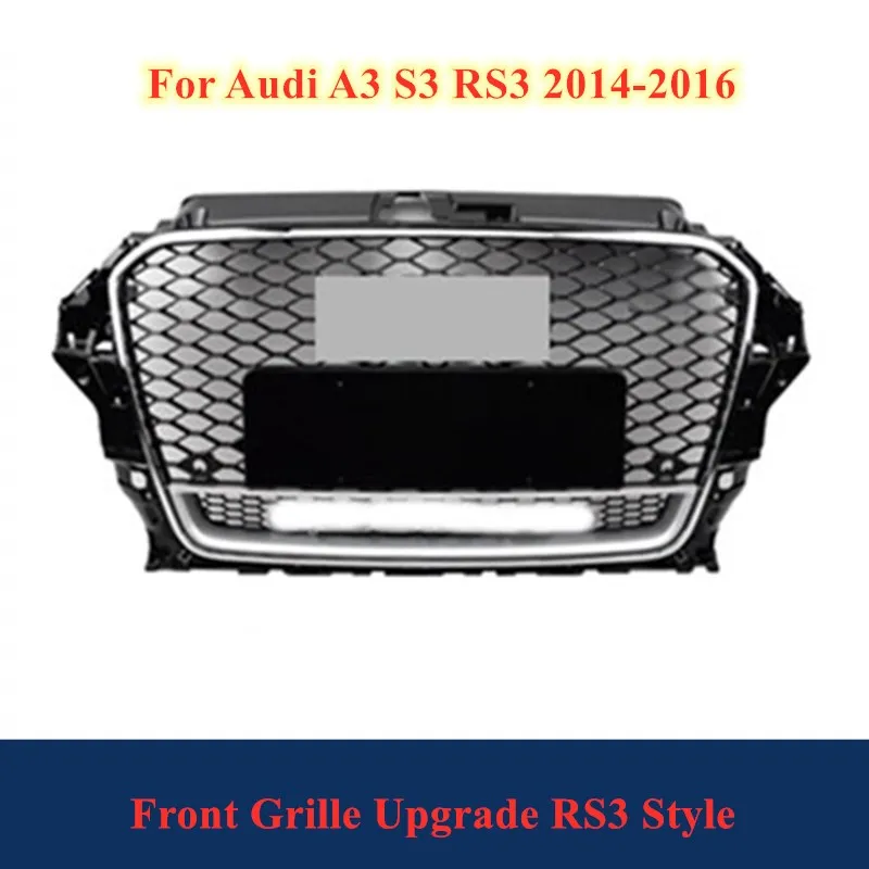 

Car Accessories Modified Racing Grill Chrome Frame Honeycomb Front Mesh Grille For Audi A3 S3 2014 2015 2016 Upgrade RS3 Style