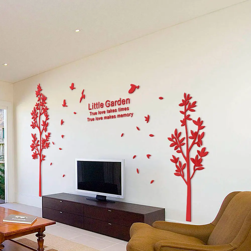 

TREE BIRD Acrylic Home Decoration Stick wall mirrors JM404