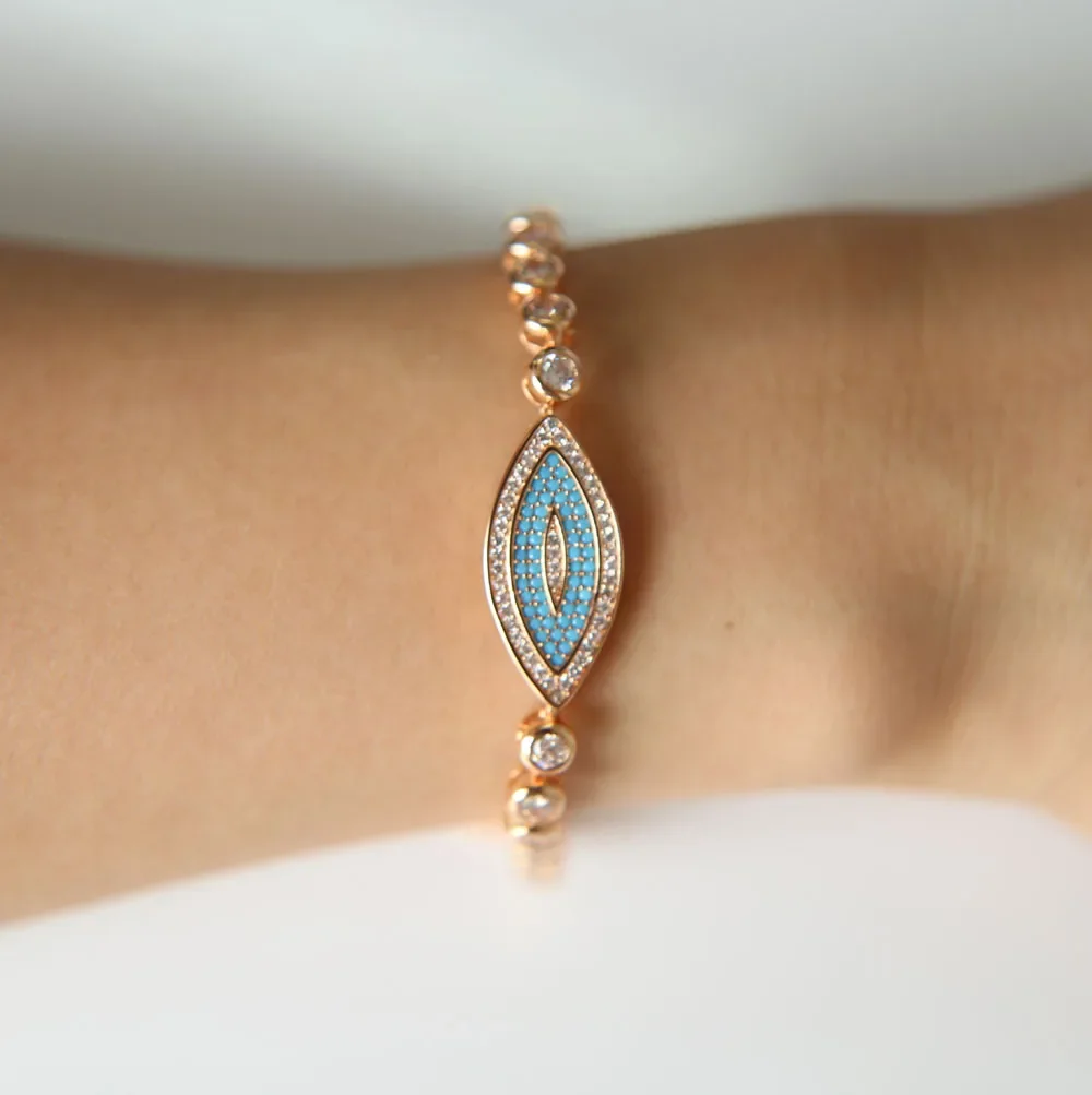 Цепочка с фианитом ААА регулируемая подвеска для браслета сглаза цвет