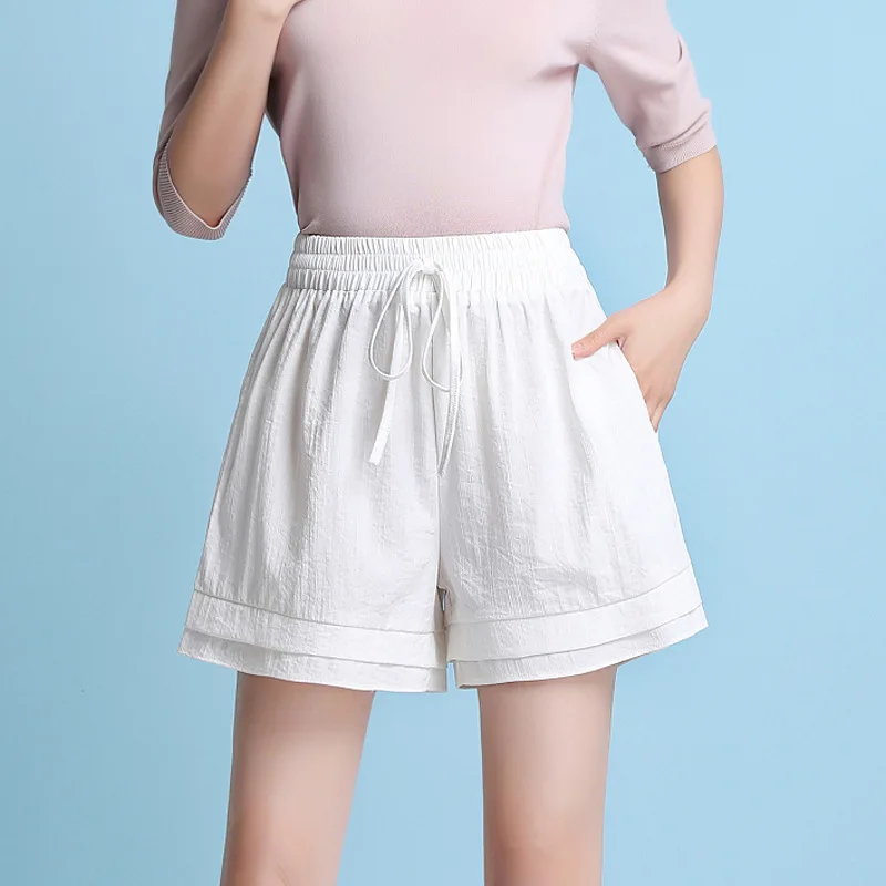 

S-5XL Plus Size Shorts For Women Casual Summer Fashion Clothing Elastic High Waist Baggy Short Soft Breathable Oversized Bottoms