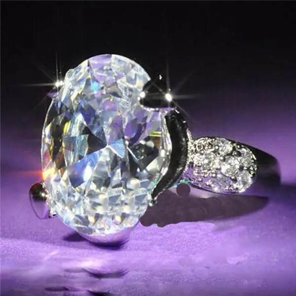 

Elegant Women Natural Crystal Bride Wedding Engagement Strange Ring Size 6 7 8 9 10 11