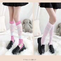 japanese cartoon velvet calf socks for women summer thin ice silk breathable long knee length stockings lolita jk pink stockings