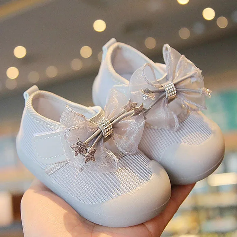 Infant Girls Sandals Summer Newborn Baby Shoes Bownet Stars Princesses Kids Shoes Soft Toddler First Walkers Children Sandals