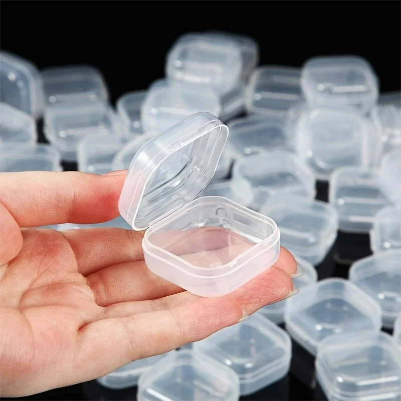 

Mini Small Boxes Square Transparent Plastic Box Jewelry Storage Case Finishing Container Packaging Storage Box for Earrings