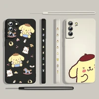 cartoon pompompurin cute for samsung galaxy s22 s21 s20 s10 note 20 10 ultra plus pro fe lite liquid left rope phone case cover