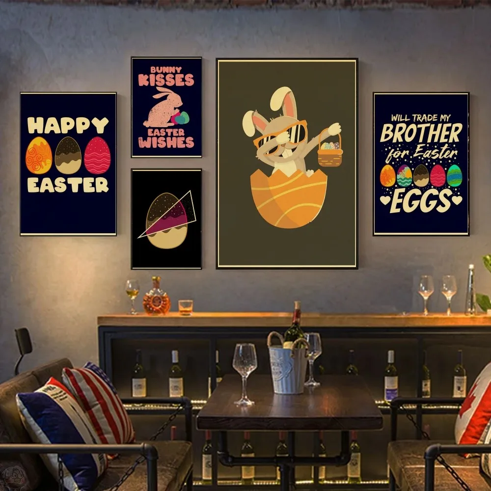 Пасхальный постер в виде кролика настенная схема принты и плакаты стикеры стиле