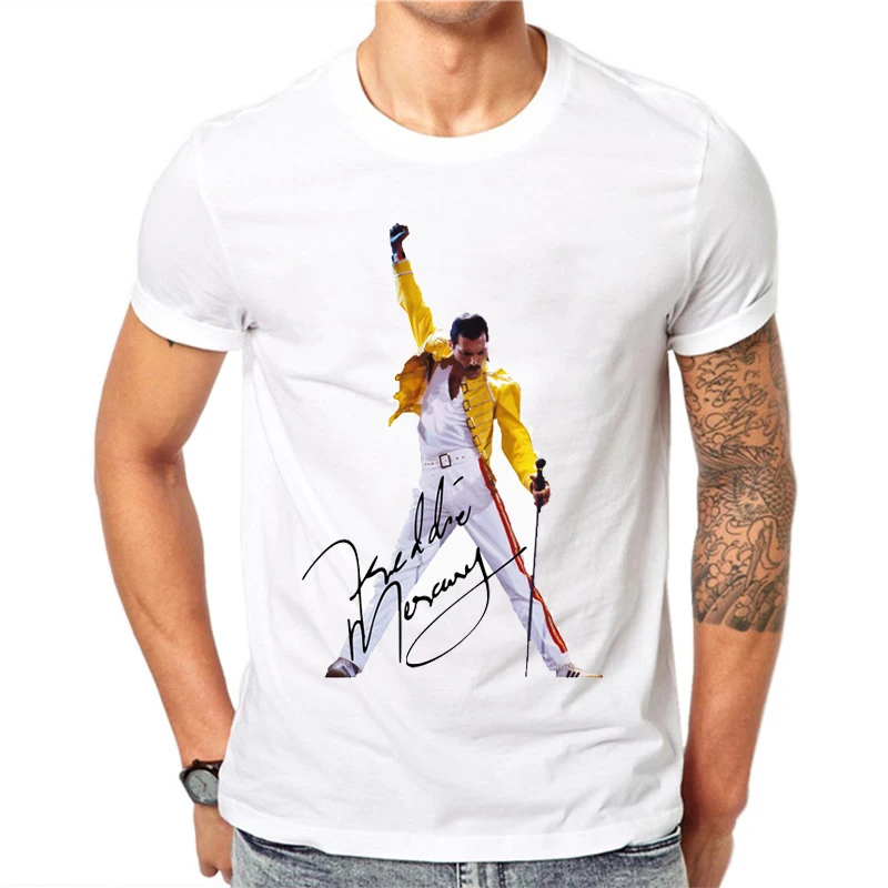 

Saint Freddie Mercury T-shirt For Men Hip Hop Queen Band T Shirts Character Tshirt Lead Vocal 100% Cotton Streetwear Dabbing Tee