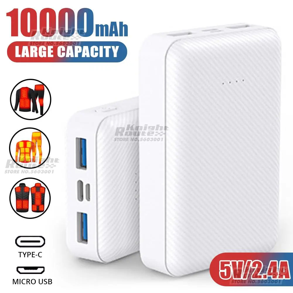 

10000mAh Portable Power Bank Fast Charging Powerbank Mobile Phone External Battery 5V 2.4A 3A for Heated Vest Jacket Underwear