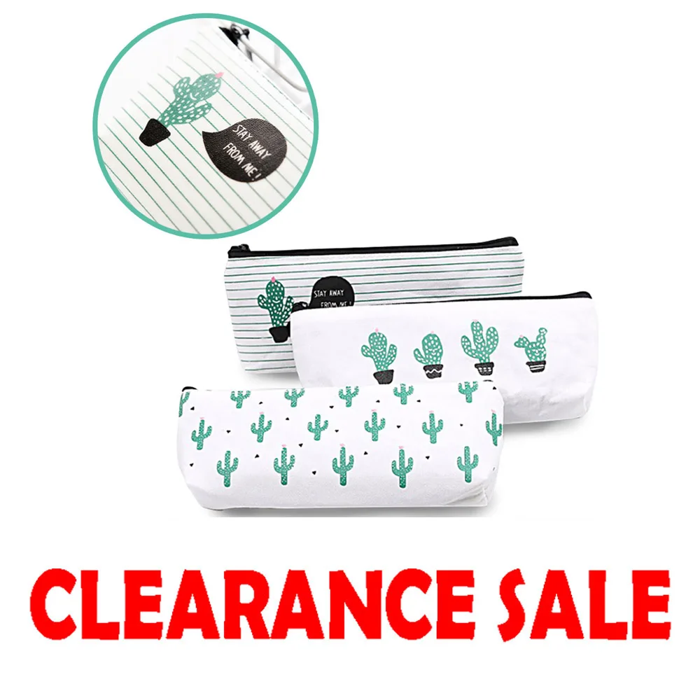 Креативная сумка карандаш кактус маленькая свежая холщовая простая пенал для