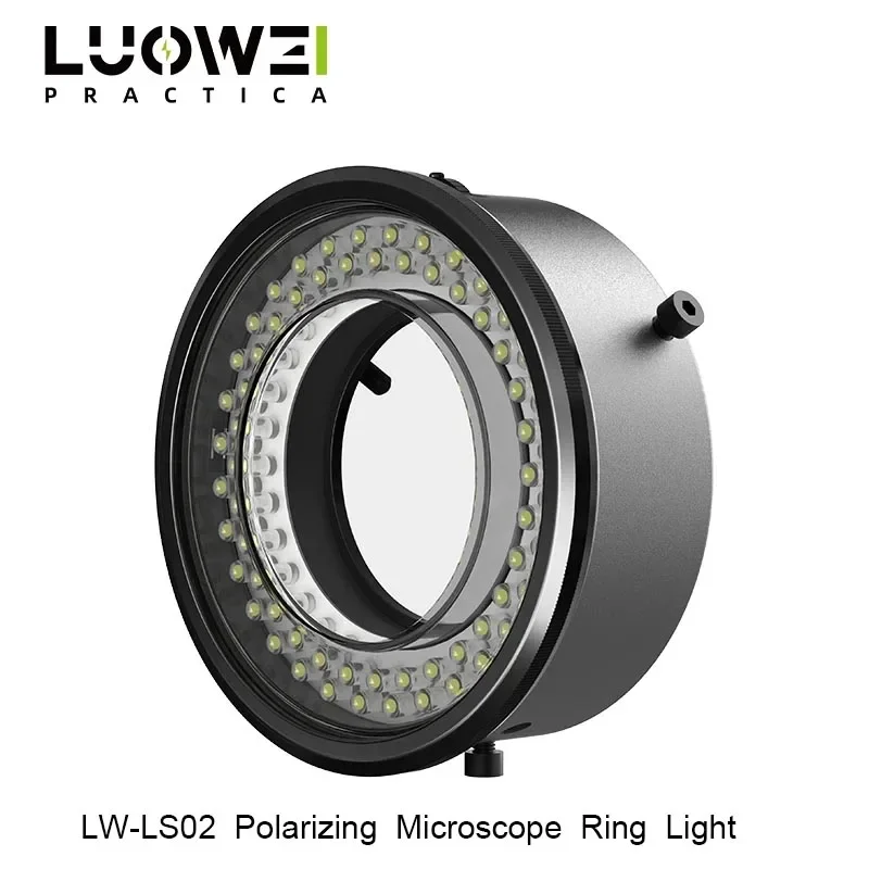 Фото Luowei LW-LS02 Поляризованный кольцевой светильник для микроскопа 64-светодиодный кольцевой светильник с антибликовым покрытием для микроскопа, осветитель для стереомикроскопа №2