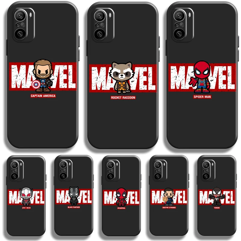 

Avengers Marvel Logo For Xiaomi Redmi K40 K40 Pro K40 Gaming Phone Case Liquid Silicon Carcasa Silicone Cover Funda Black