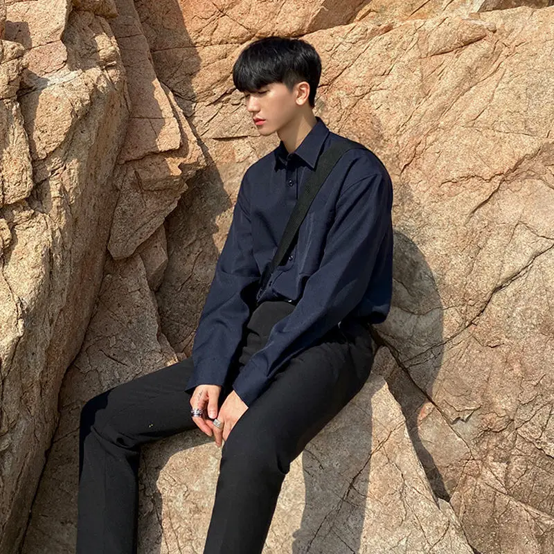 

High Quality Casual Mens Fashion Shirt Solid Cotton Long Sleeve Autumn and Winter Regular Fit New Male Button Down Shirts T73