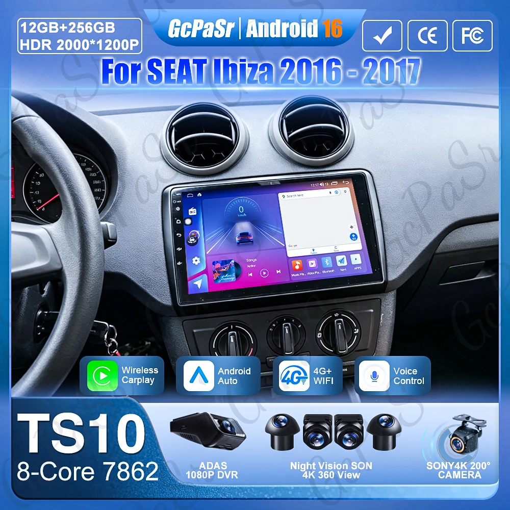 Фото Автомагнитола с CarPlay для SEAT Ibiza 2016-2017, GPS-навигация, Wi-Fi 5G, мультимедийный дисплей, DSP №1