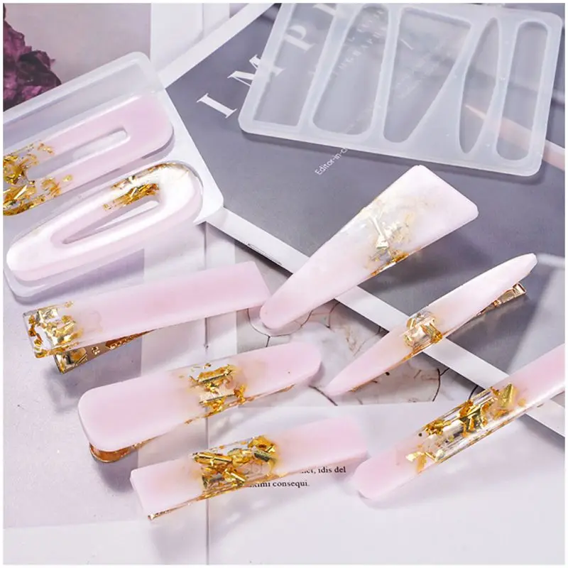 

Handmade Crystal Epoxy Resin Mold Hair Pin Casting Resin Mold DIY Art Crafts Hair Clips Barrettes Casting Silicone Mould