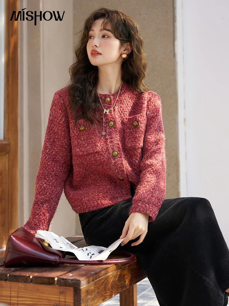 Свитер MISHOW кардиган для женщин осень-зима 2023 толстые теплые шерстяные кардиганы