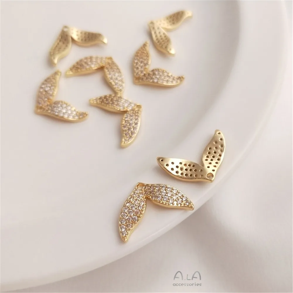 

Zirconium Tail Pendant 14K gold whale Mermaid Tail pendant Diy earrings accessories