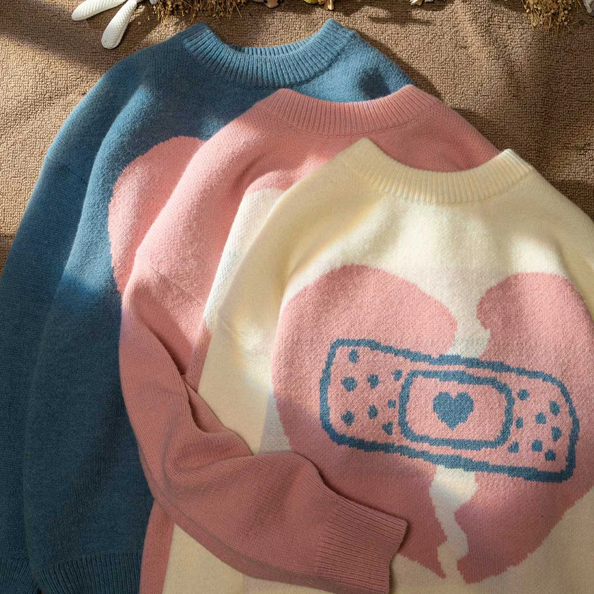 Новинка 2022 свитера уличная одежда вязаный свитер с милым сердечком зимние