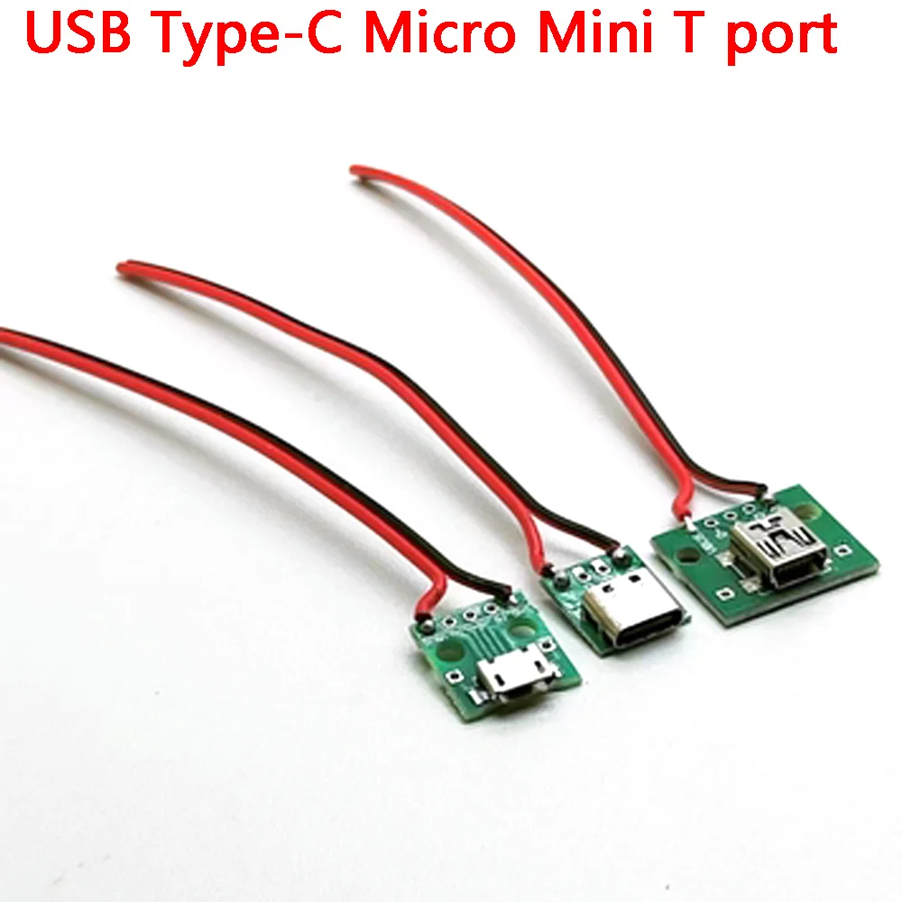 

1pcs 5Pin USB-C Type Micro Mini T port Waterproof Connector PCB female base Female Socket Charging Interface With Welding Wire