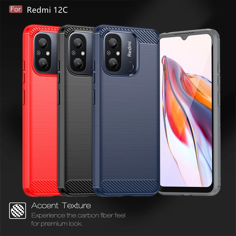 

For Cover Xiaomi Redmi 12C Case For Redmi 12C Capa Back Carbon Fiber Shockproof Soft TPU Cover Redmi 9 10 9C 10A 10C 12C Fundas