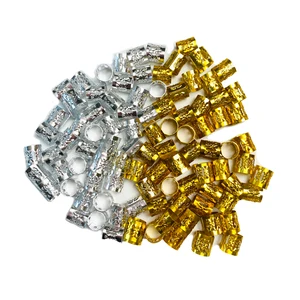 100pcs Mix Silver Golden Plated Hair Ring Braid Dread Dreadlock Hole Micro Beads Adjustable Cuff Cli