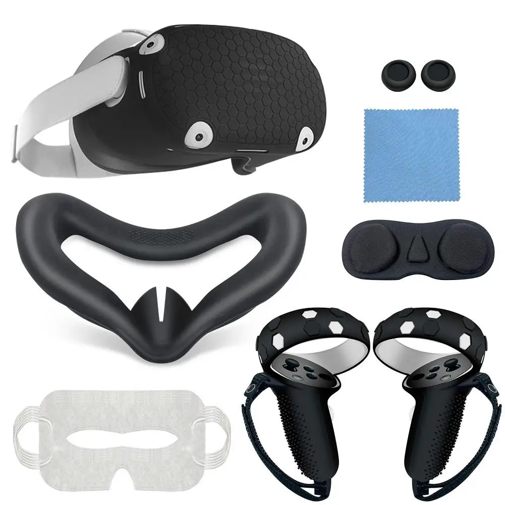 

7 Pcs Vr Headset Accessories Protective Case Kit Anti-slip Anti-fall Handle Mask Host Cover Compatible For Oculus Quest2