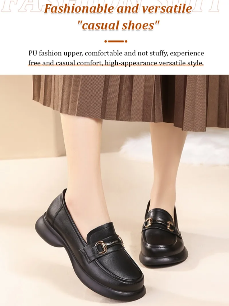 Женская Нескользящая износостойкая кожаная обувь на одной мягкой подошве