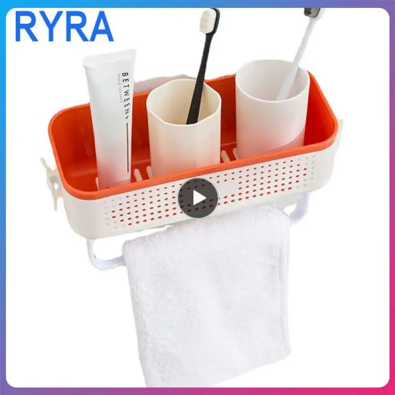 

Non-marking Pasting Kitchen Storage Rack Fast Drainage Bathroom Shelves Solid Wall-mounted Ventilation Design Strong Stickiness