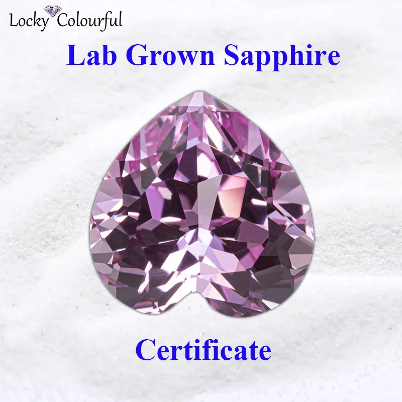 Выполненный в лаборатории сапфир розового цвета форме сердца