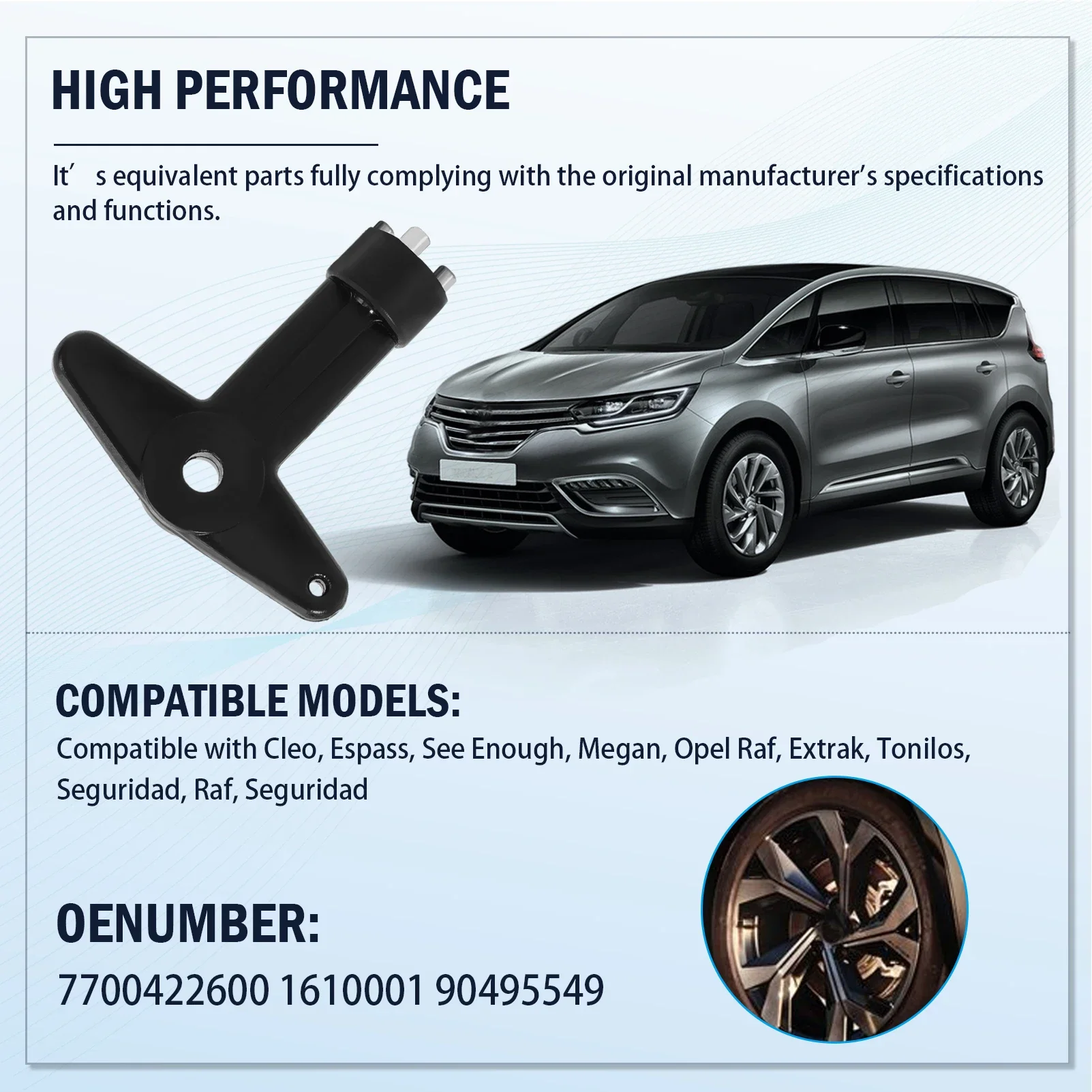 Фото Ключ для колпака колеса 1610001, 90495549, 7700422600 для Renault Megane Clio Laguna Scenic, кронштейн для крепления амортизатора №4