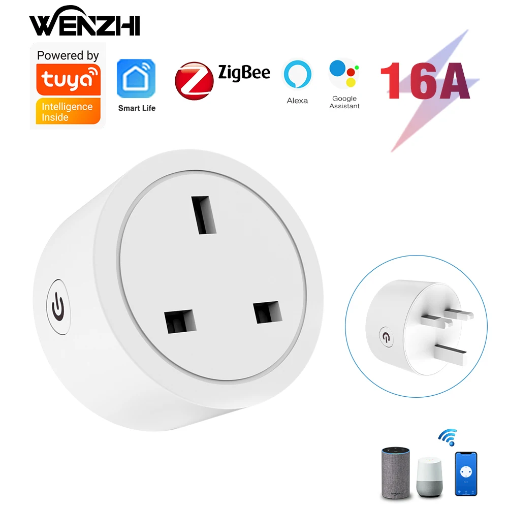 

Zigbee Electrical Sockets Plug UK Standard Timer Power Monitor 220V Tuya Smart Life Alexa Google Home Assistant Smartlife Outlet