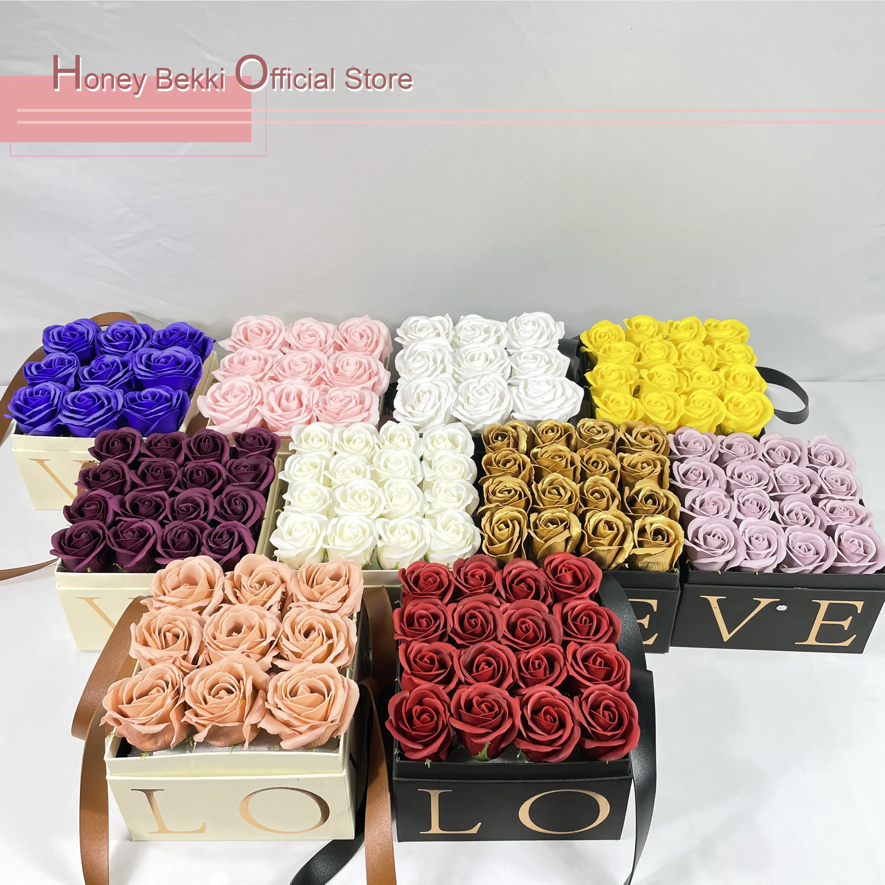 Square Eternal Rose Soap flower gift box 9/16pcs portable rose box Valentine's Day Mother's Day Wedding Gift i love you