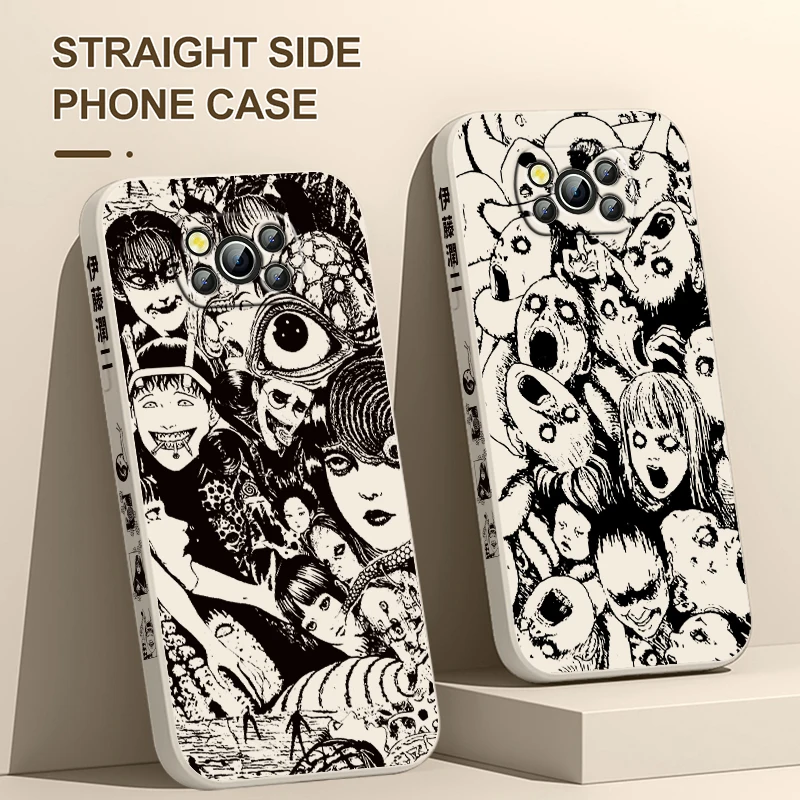 

Junji Ito horror comics Xiaomi Poco Phone Case For X4 X3 F4 F3 NFC M5 M4 M3 GT S Pro 4G 5G Liquid Left Rope Cover