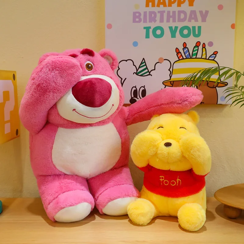 Disney Winnie The Pooh Hide and Seek Клубничный медведь Плюшевая игрушка Стежка Подушка Кукла