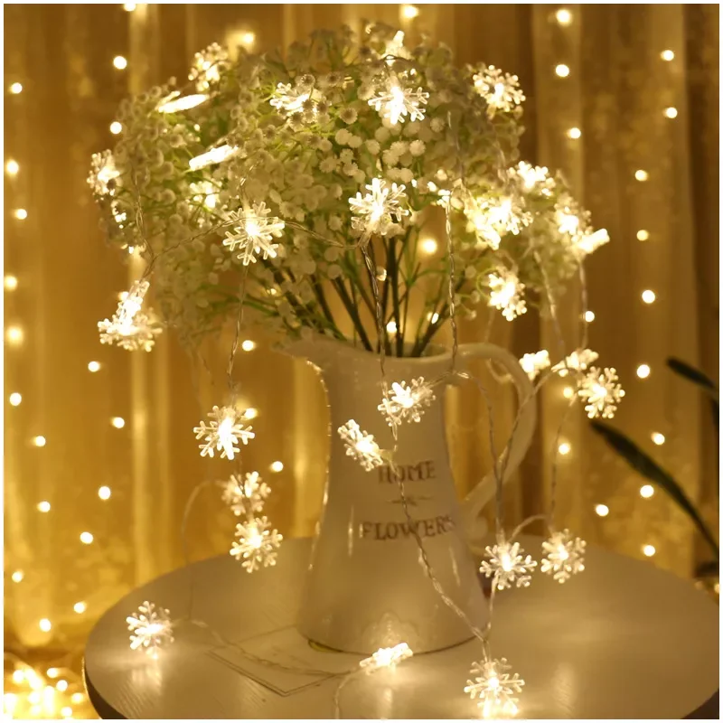 

10led Snowflaker LED Garland String Lights Battery Powered Christmas New Year Christmas Decoration Fairy Lights Garlands.