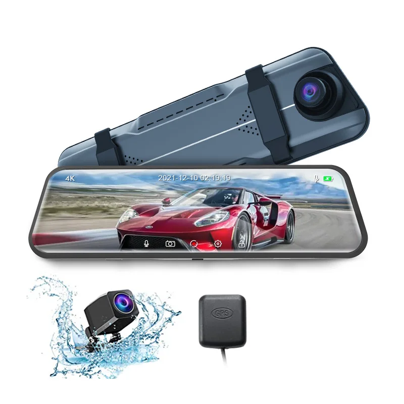 

Aoedi AD882 9.66 Inch Touch Screen Car Mirror Dual Dash Cam Front and Rear 4K Dashcam DVR Camera
