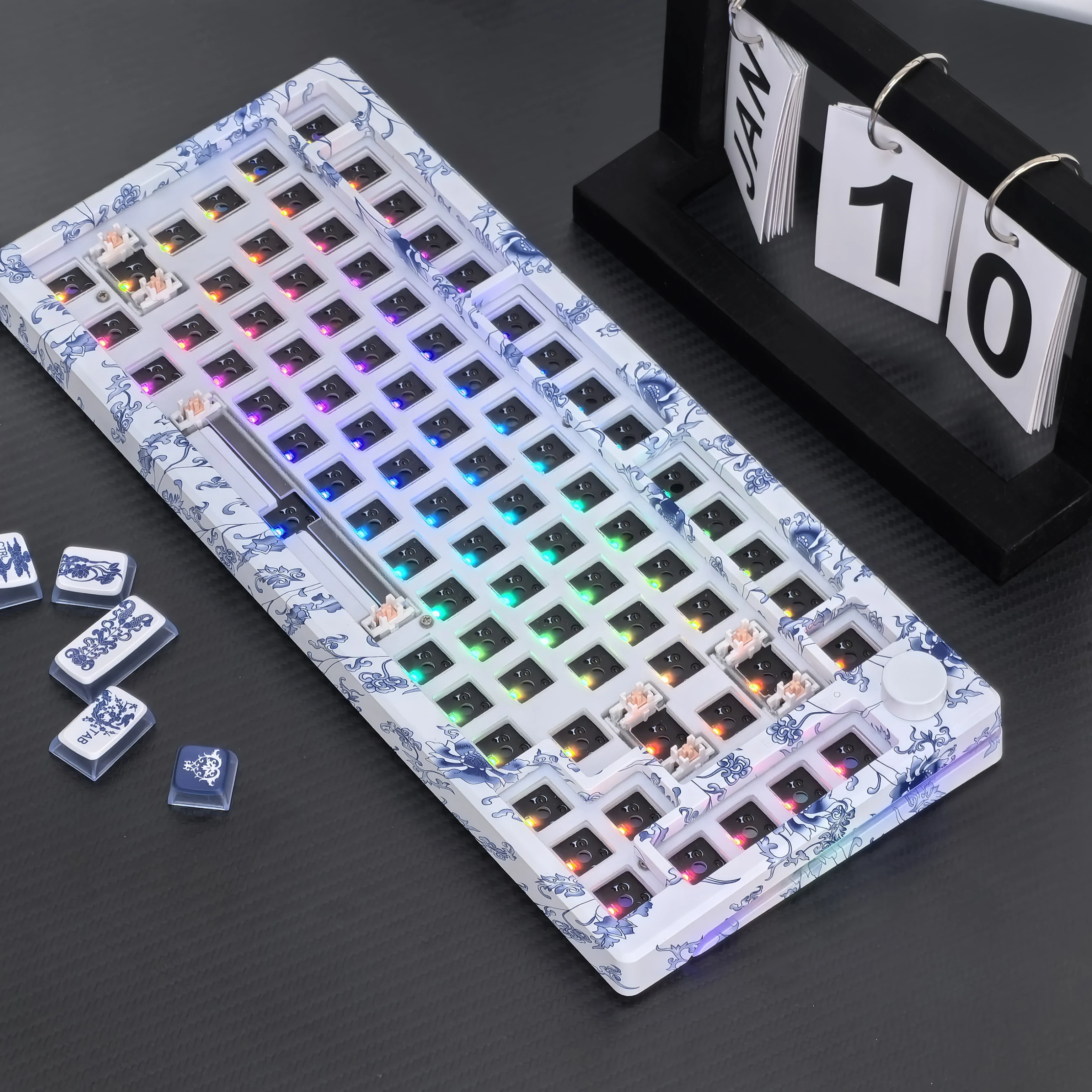 MAIMOOO сине-белая фарфоровая клавиатура MLK75 75% Комплект клавиатуры Hotswap RGB с