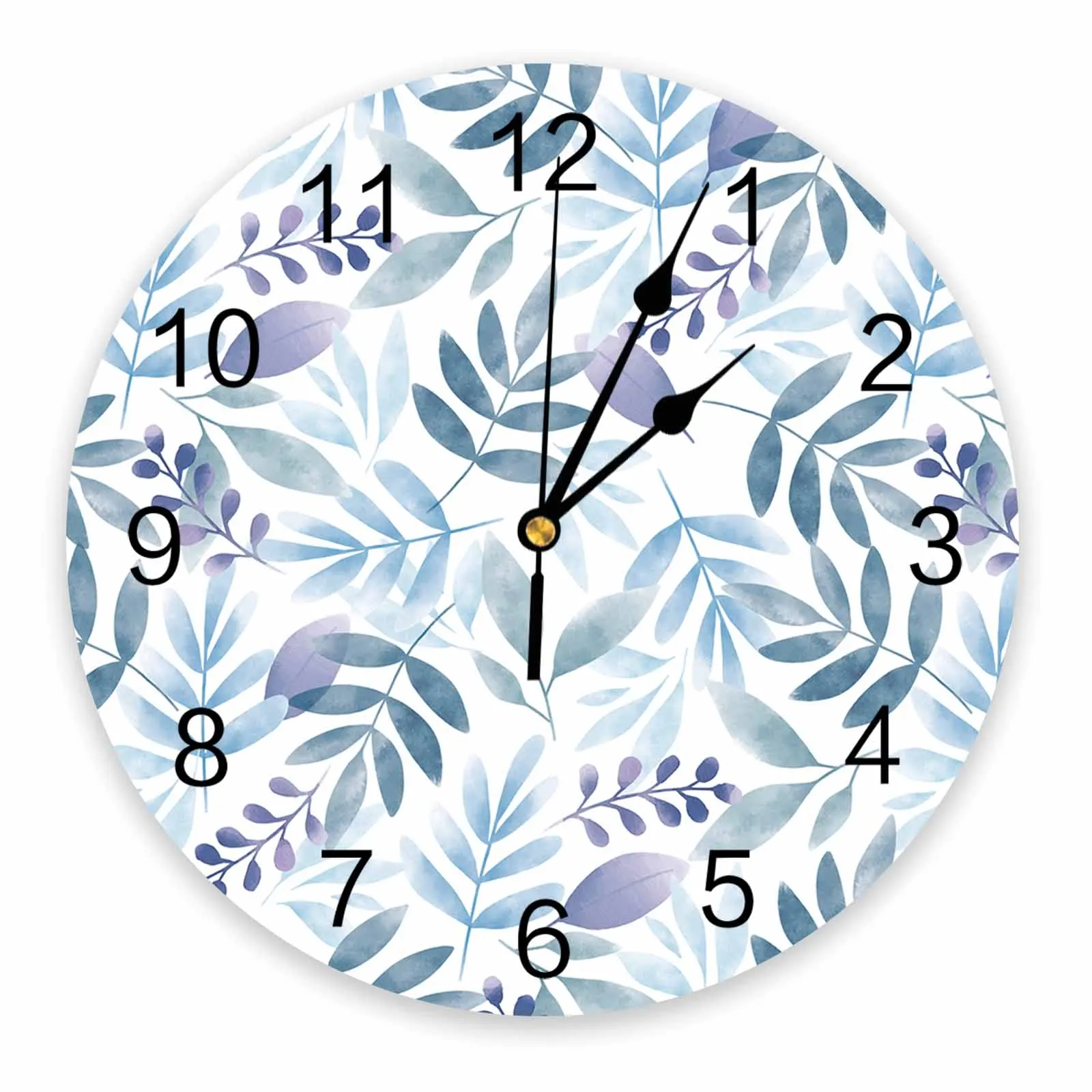 Настенные часы с растениями и листьями большие современные круглые для кухни