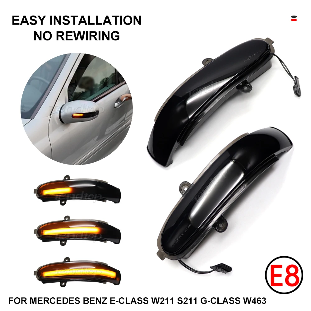 

LED Dynamic Turn Signal Blinker Side Mirror Indicator Sequential Light For Mercedes Benz E Class W211 S211 2002-07 G Class W463