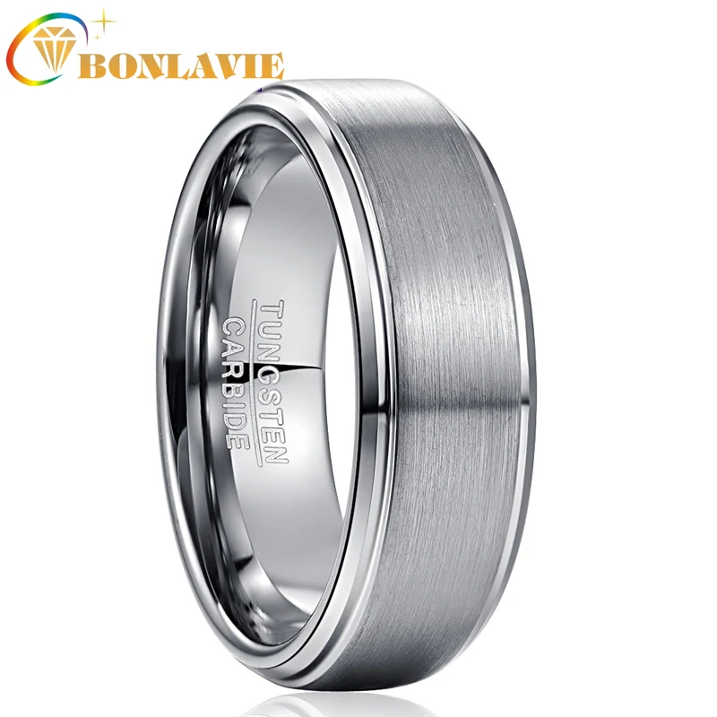 

Обручальные кольца BONLAVIE для мужчин и женщин, ювелирное изделие из чистой вольфрамовой стали с матовой поверхностью, 8 мм, размеры 7-12