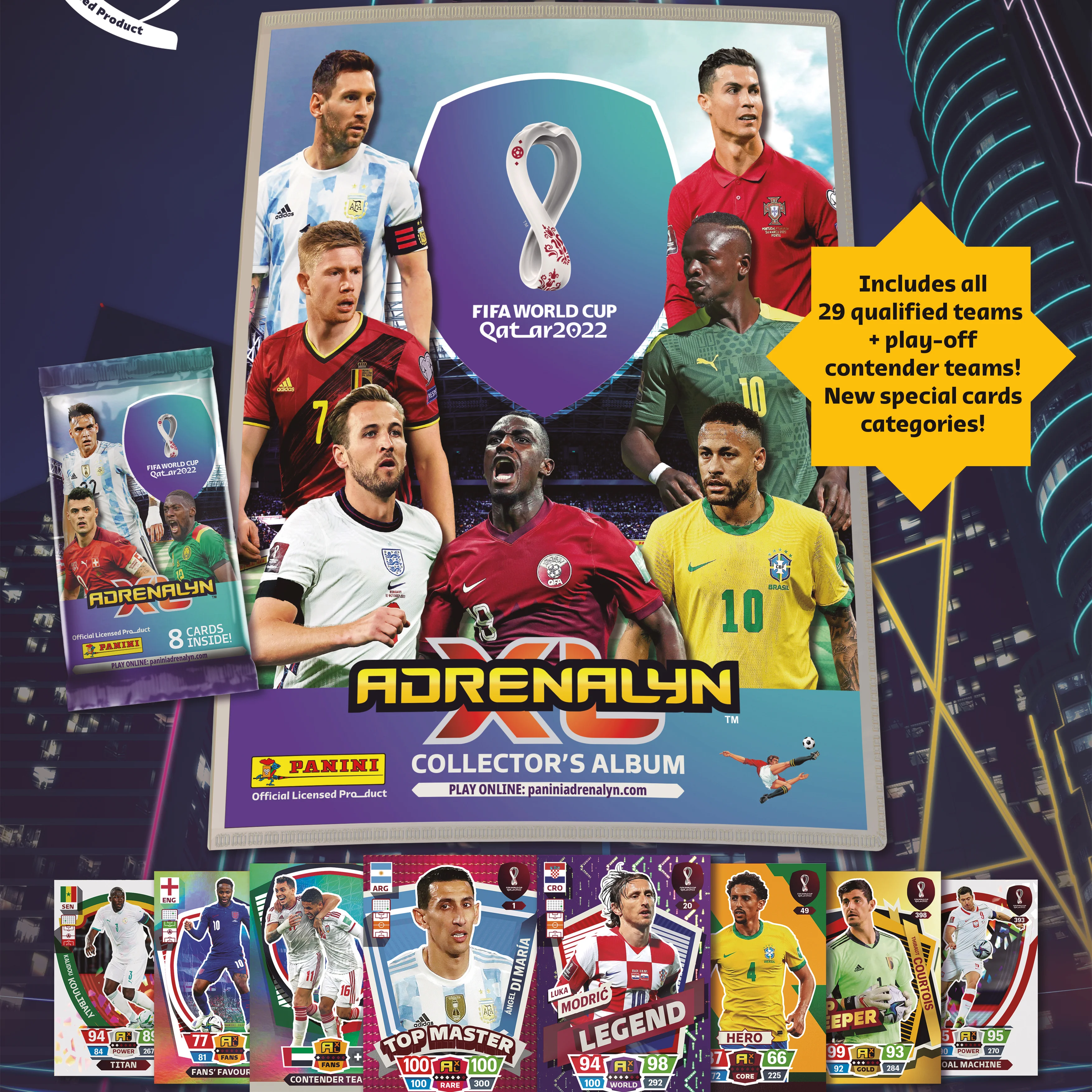 

2022 Panini Футбольная звезда карта посылка Катар Чемпионат мира по футболу коллекция звезд Месси Роналду футбольный ЕР ограниченные карты фана...