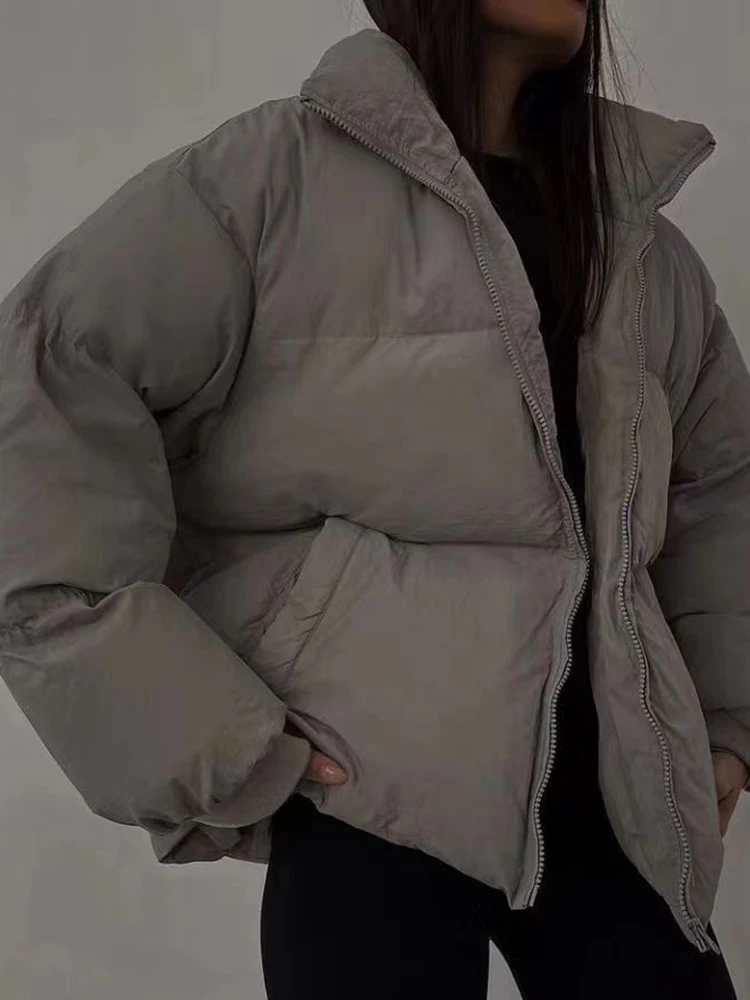 Cryptographic Autumn Winter Fashion Zipper Down Jackets for Women Warm Puffer Jacket Trench Coats Clothes Bubble Down Jackets