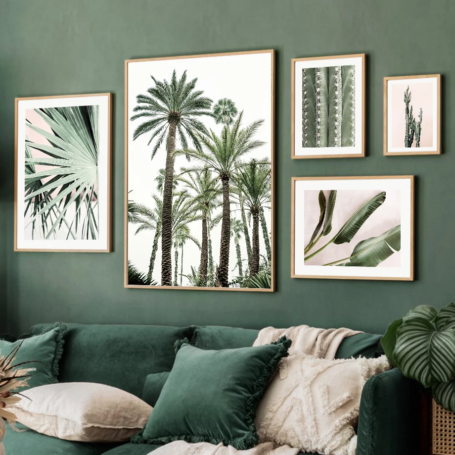 

Green Plant Coconut Tree Palm Leaves Cacti Wall Art Canvas Painting Nordic Poster And Prints Wall Pictures For Living Room Decor