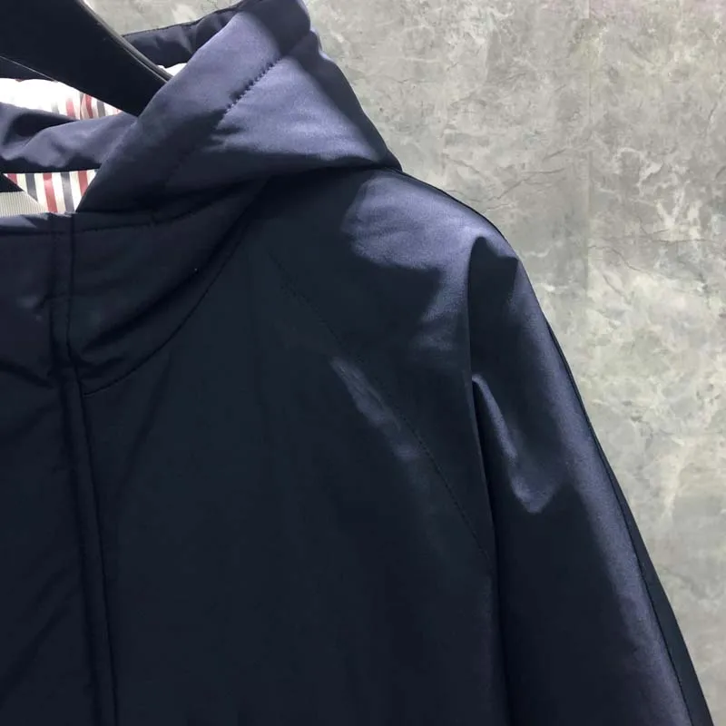 TB THOM Men's Jacket Classic Striped Winter Clothing Fashion Brand Coat Hoodie Windbreaker Outdoor Leisure Party Women Jacket
