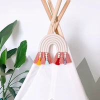 ins nordic style macrame rainbow hanging ornament handmade woven cotton wall decor baby girls living room decoration