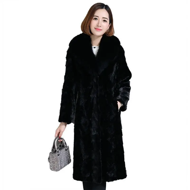 2022 Winter New 2XL Mink Fur Coat Women's Fox Fur Collar Mink Women's Clothing